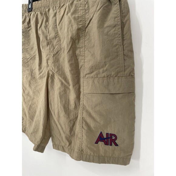VTG 90s Nike Center Swoosh Spell Out Thigh Logo Nylon Khaki Cargo Pocket Shorts - Picture 3 of 12